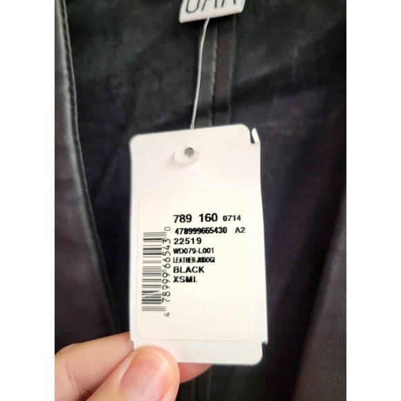 Saks Fifth Ave Oak Leather Judogi Vest Jacket Black Size XS New w/tag 16.5x39 - Picture 3 of 6